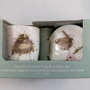 Royal Worcester mug and coaster with bird NIB